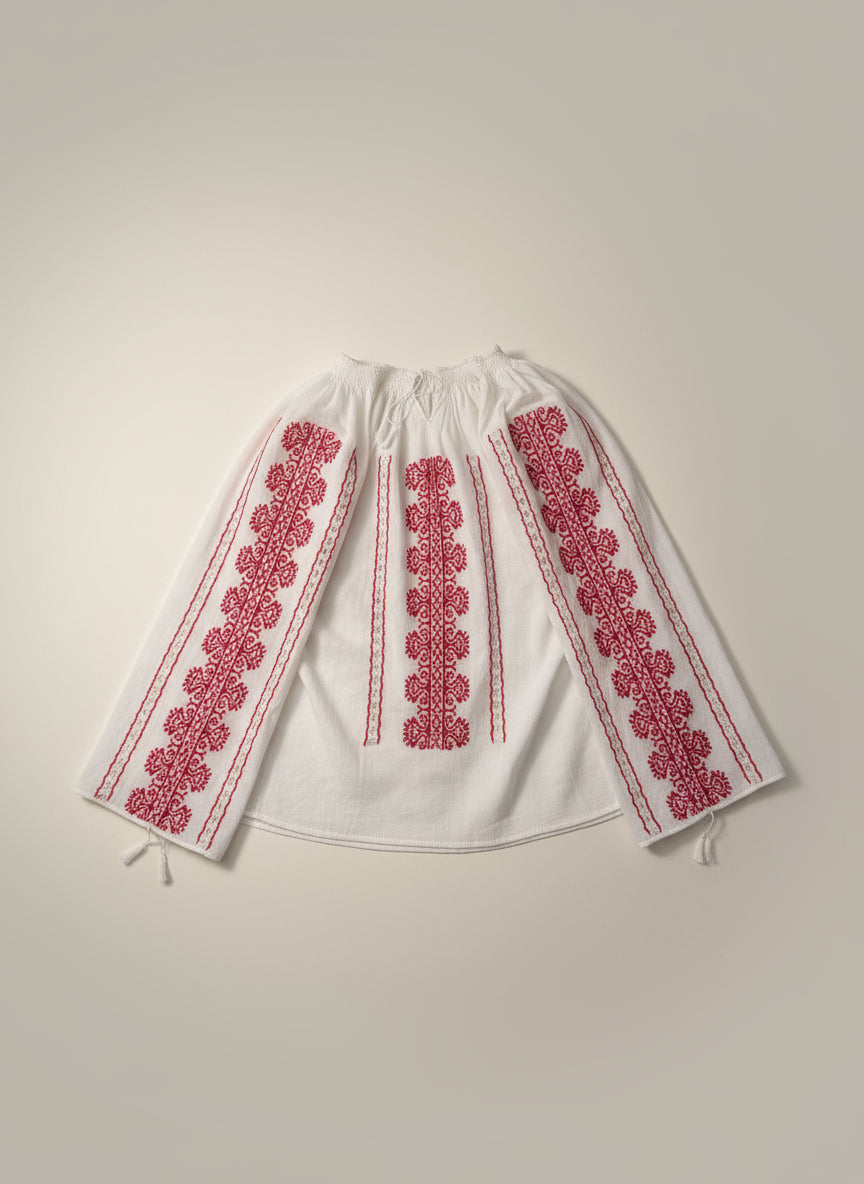 The Ram's Horn  Romanian Blouse  Simple Red Thread