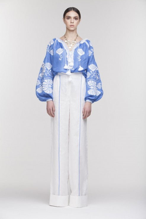 “Blue Lily” Vyshyvanka style blouse