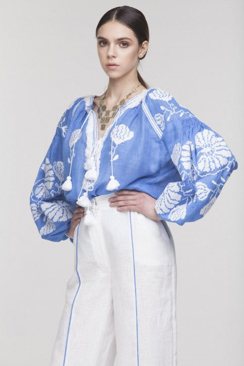 “Blue Lily” Vyshyvanka style blouse