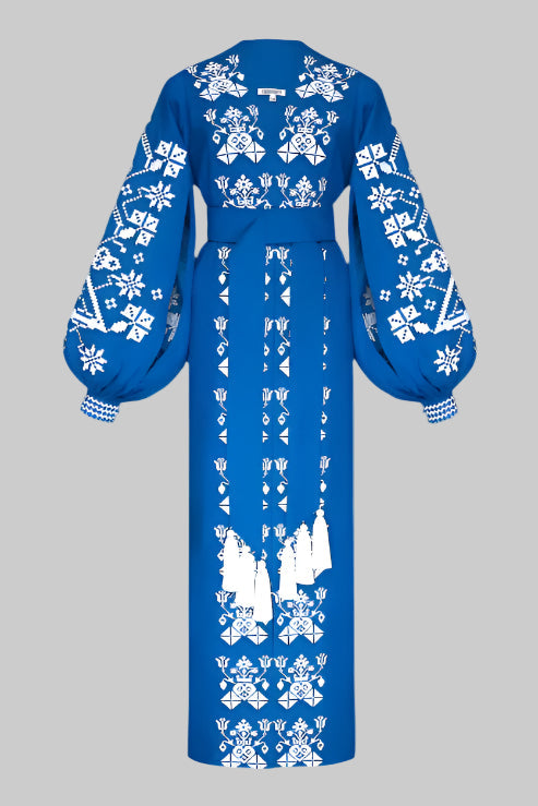 Morning Fog Embroidered Kimono style dress