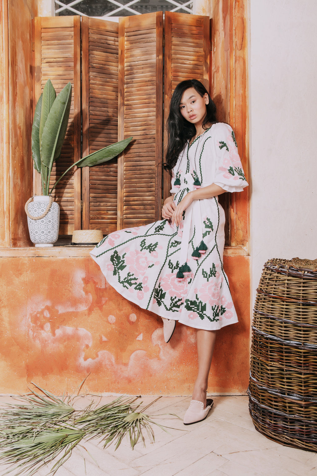 Marta midi embroidered dress