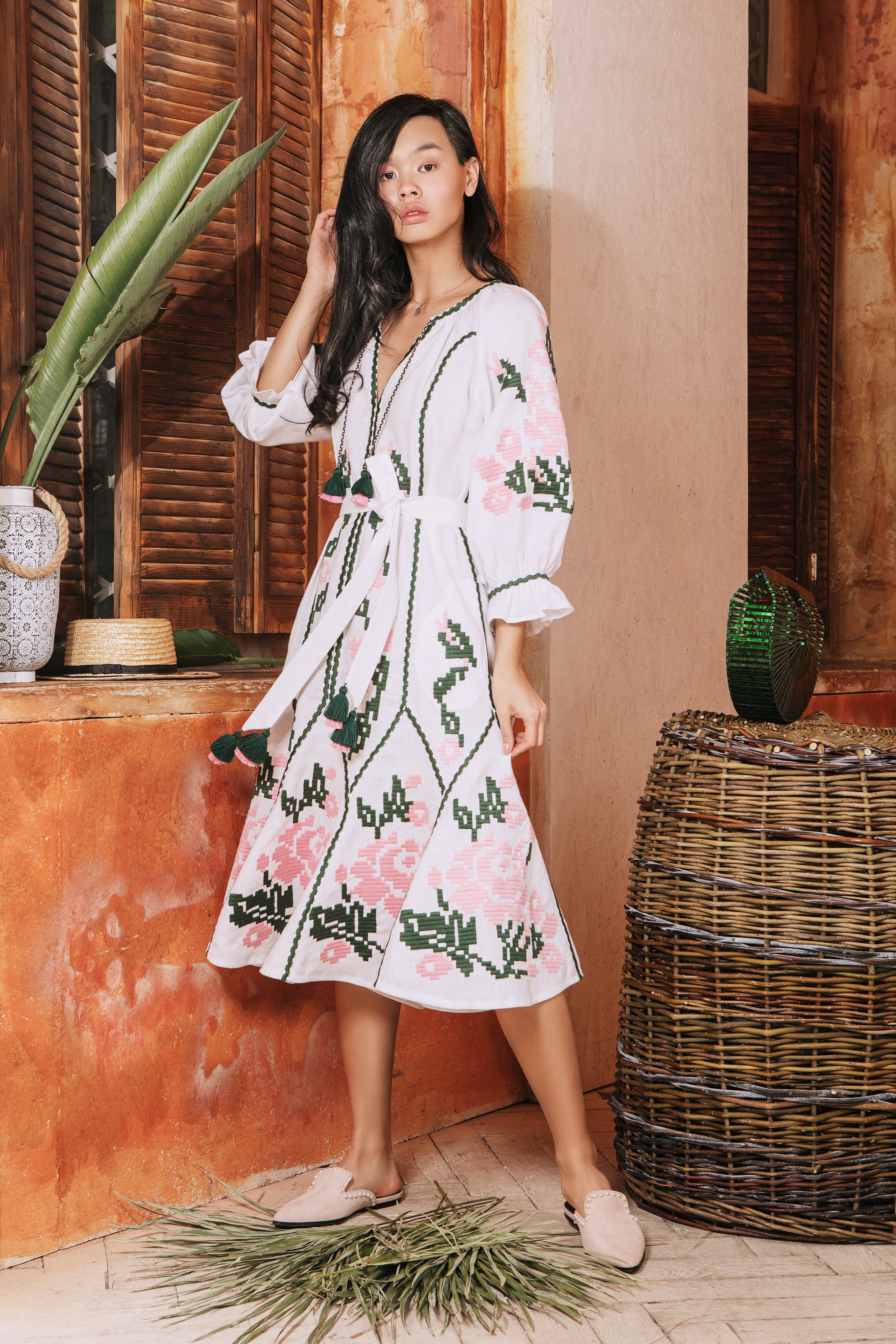 Marta midi embroidered dress