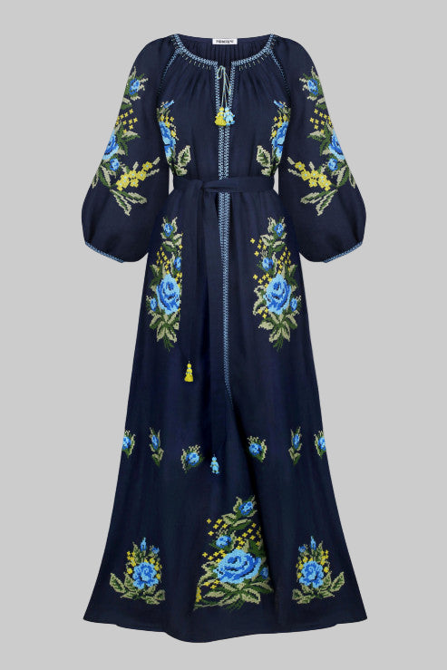 Hand-Embroidered Linen Dress – Evelyn