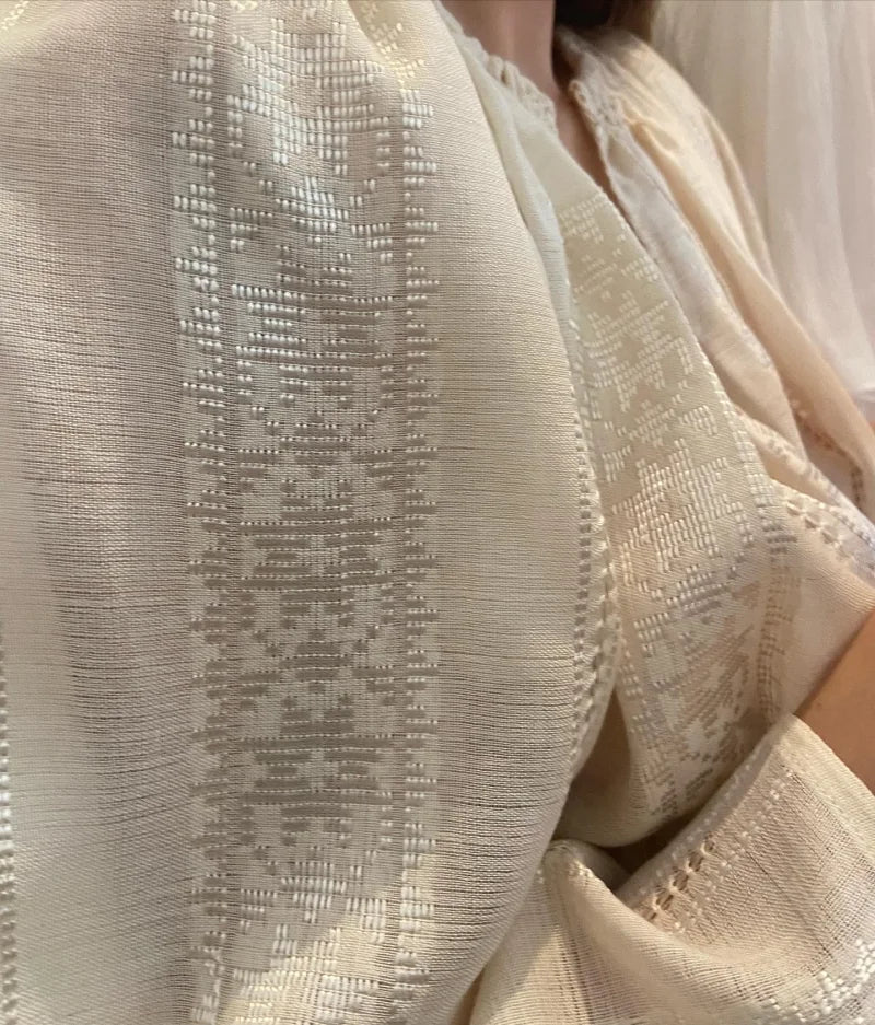The Handwoven  Romanian Blouse in Ivory