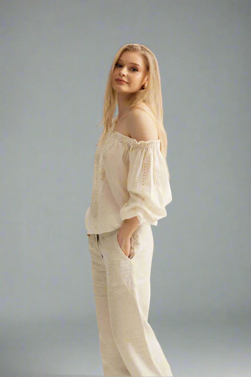 The Authentic Romanian Blouse in Yvoire Hand-Embroidered
