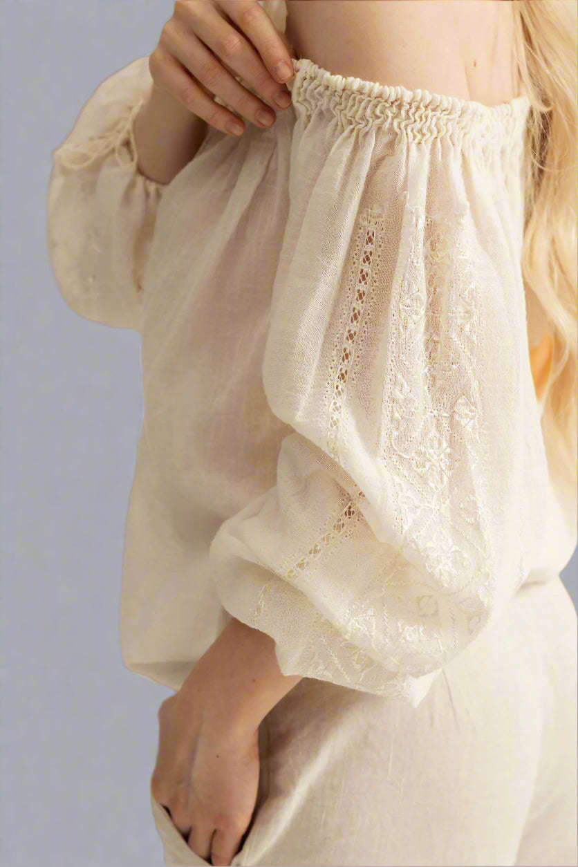 The Authentic Romanian Blouse in Yvoire Hand-Embroidered