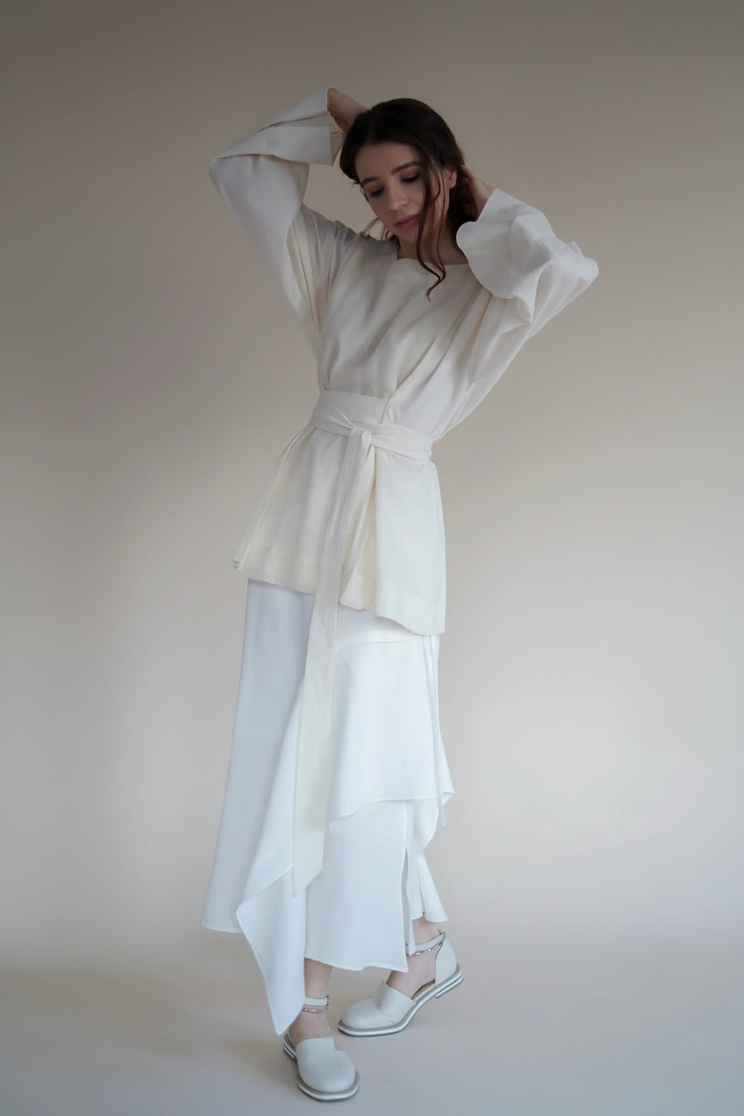 Fustă albă din bumbac organic As Time Goes by 