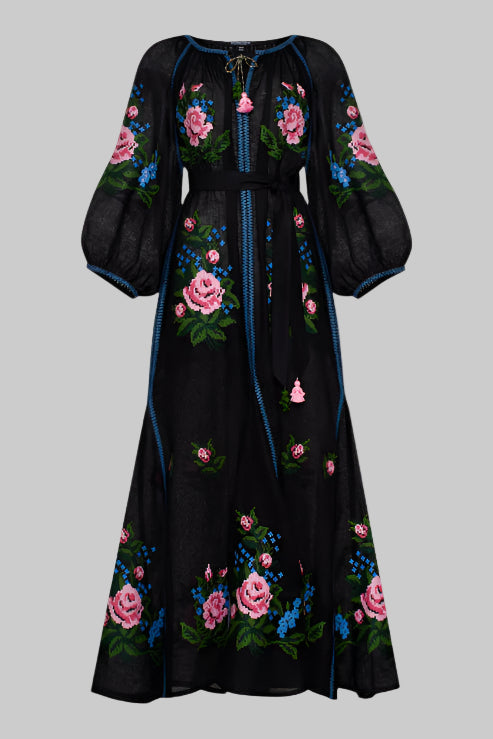 Hand-Embroidered Linen Dress – Evelyn