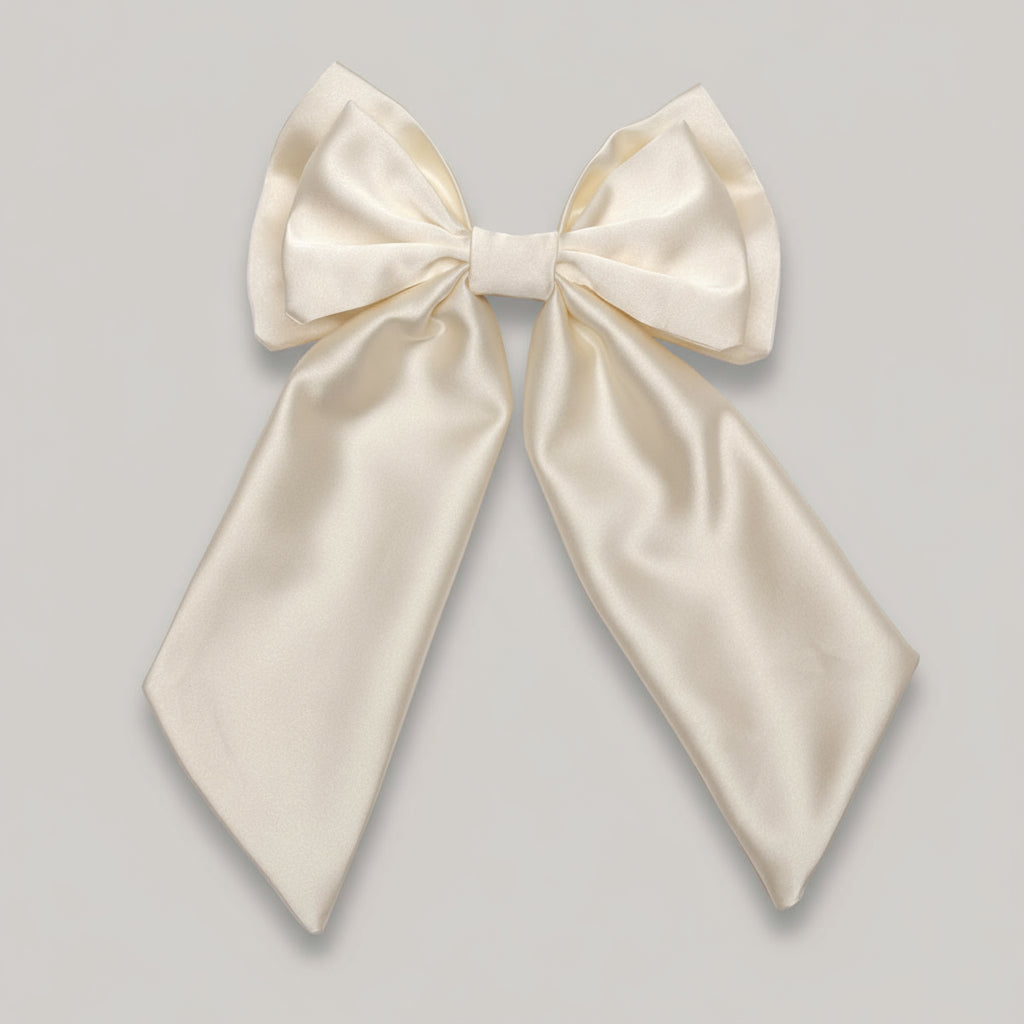 Large cream-colored bow on a white background