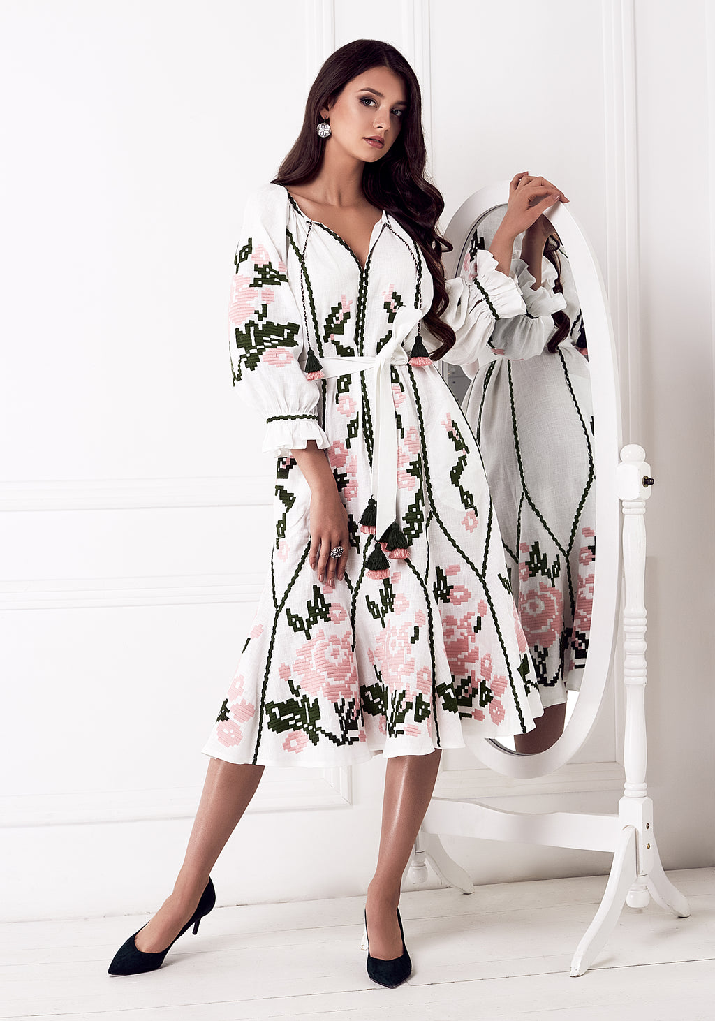 Marta midi embroidered dress
