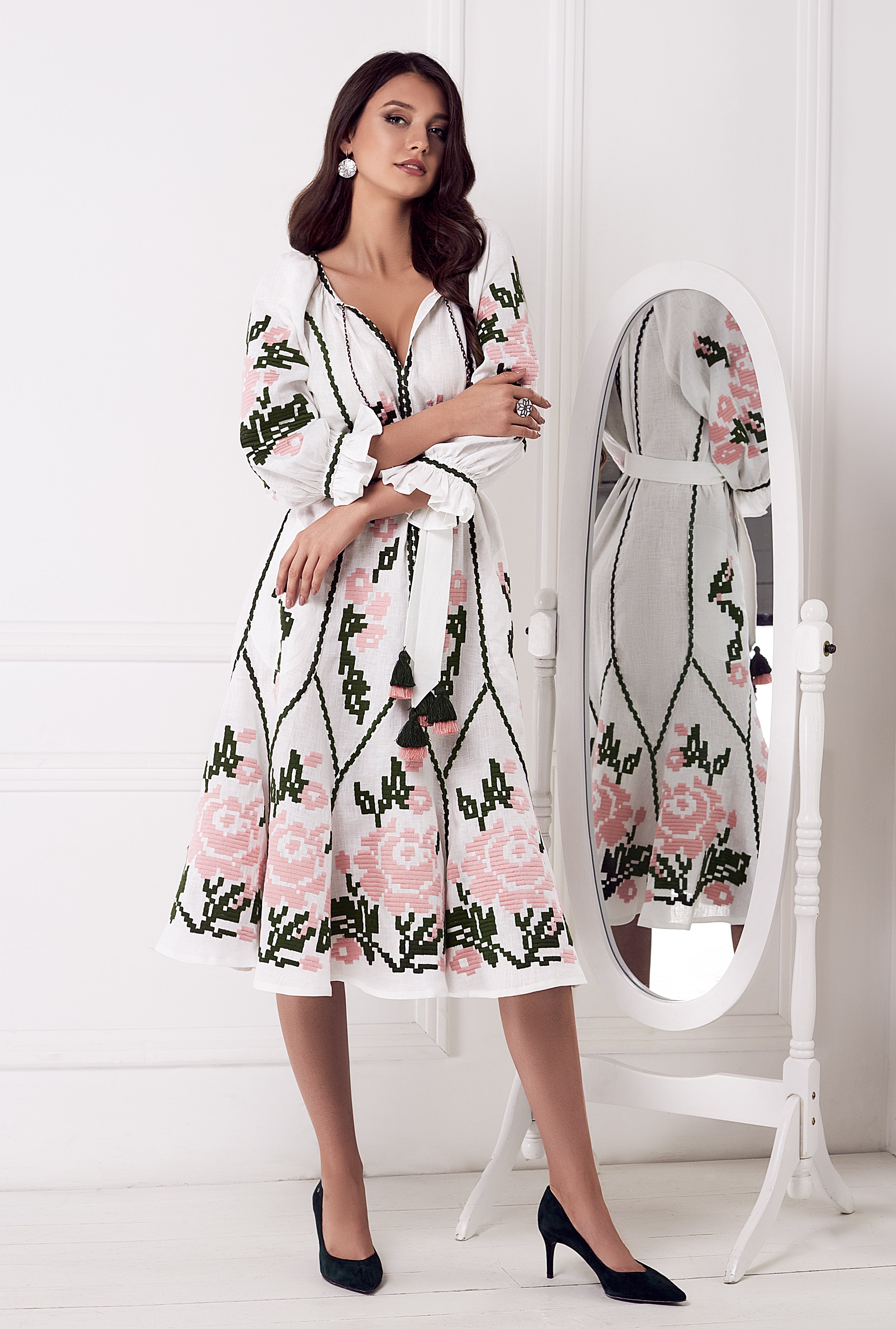 Marta midi embroidered dress
