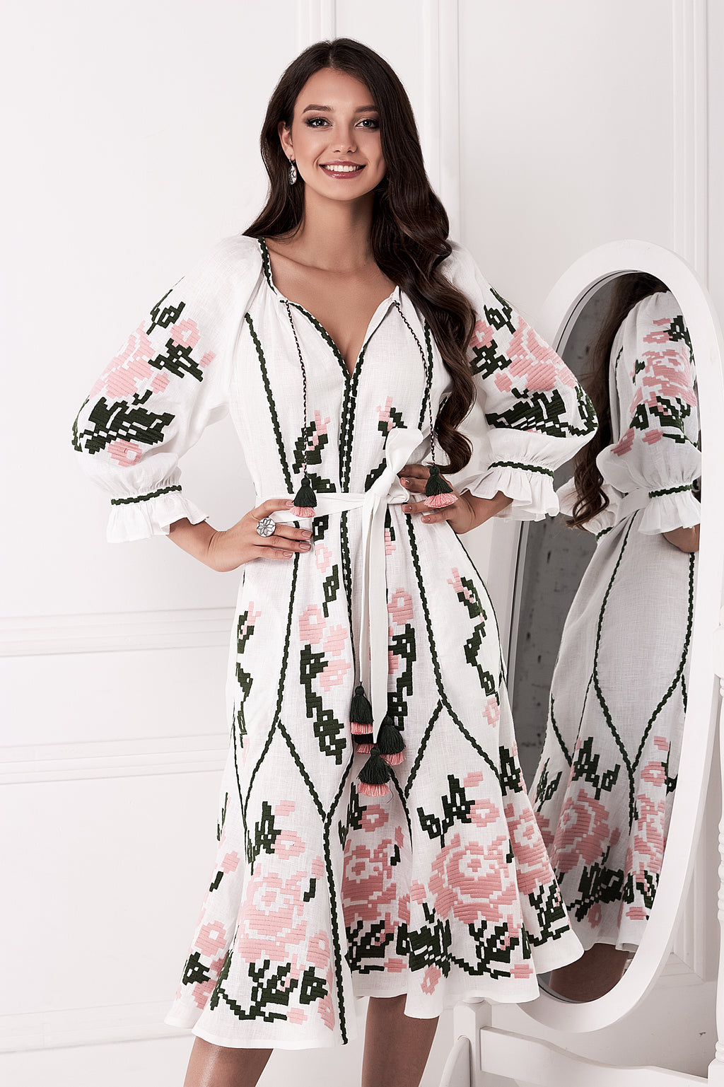 Marta midi embroidered dress