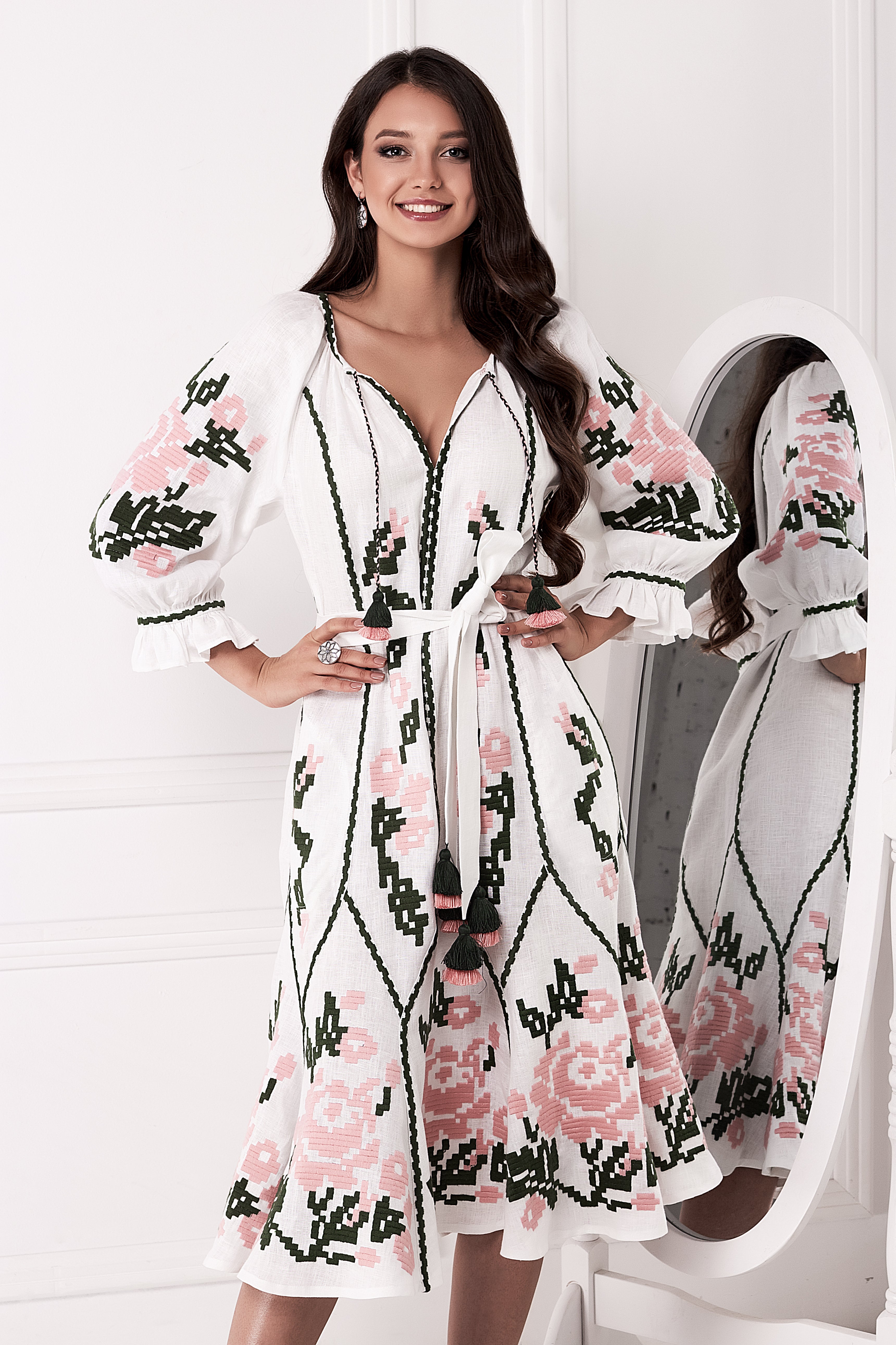 Marta midi embroidered dress