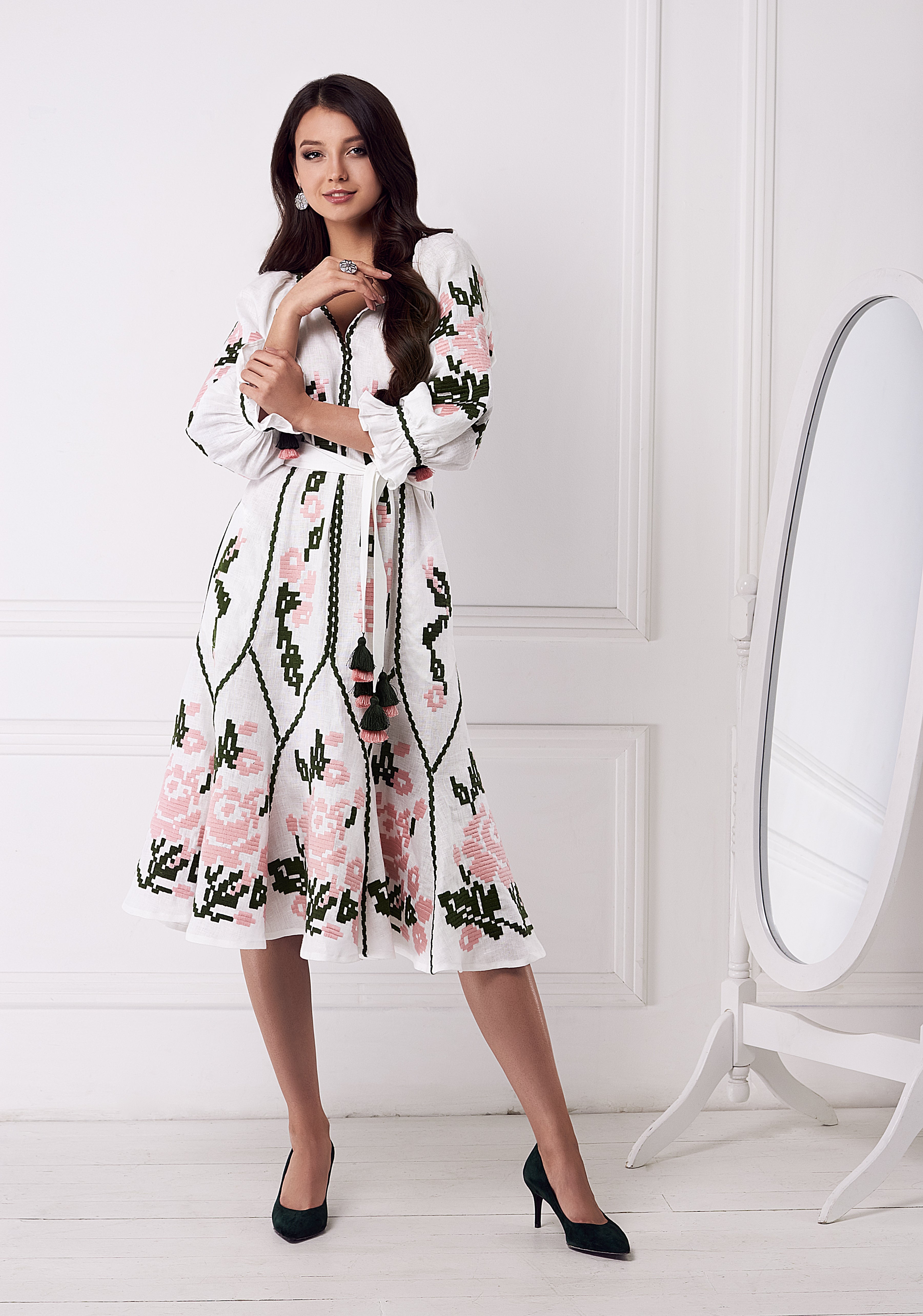 Marta midi embroidered dress