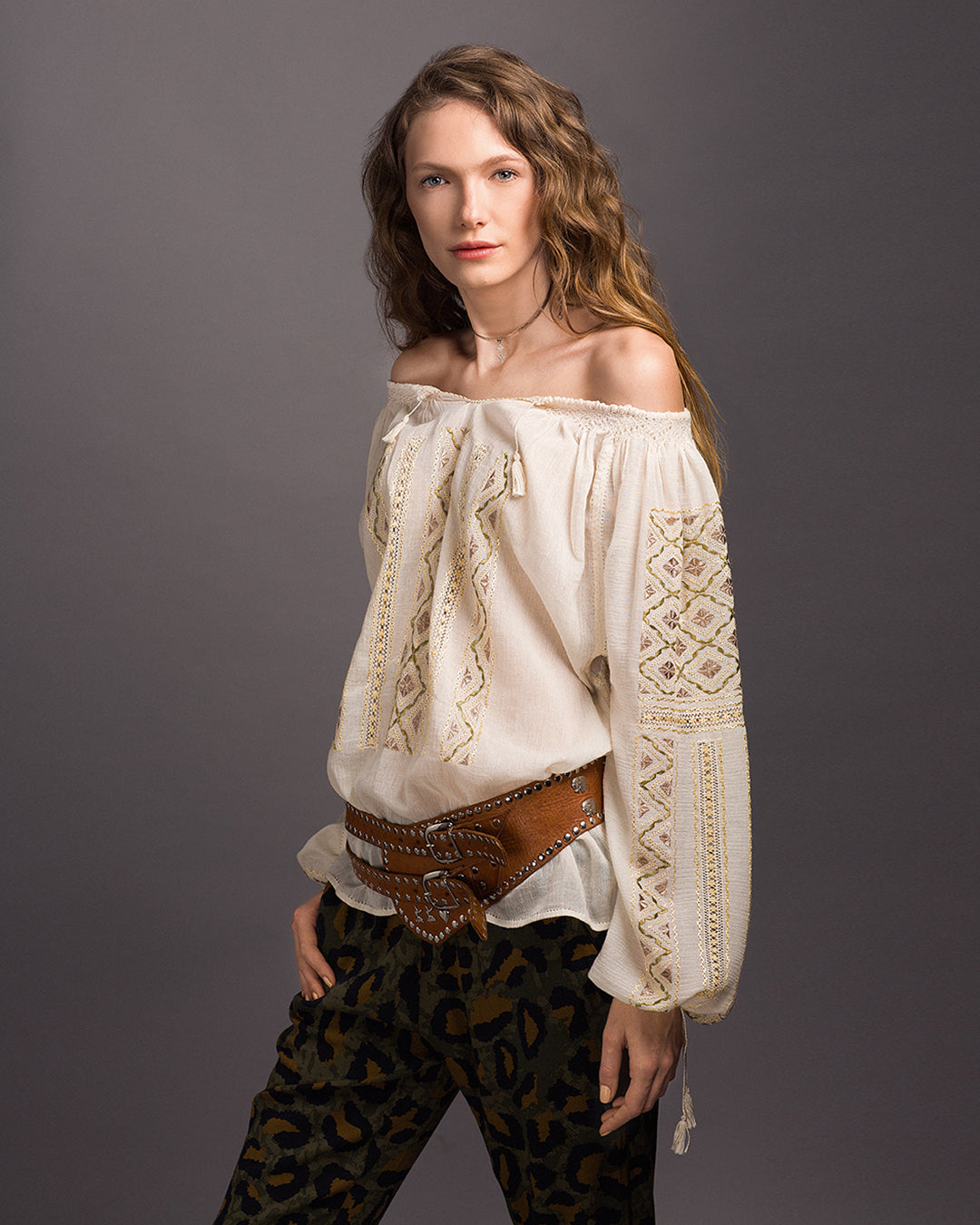 The Folk Rhombus Romanian Blouse
