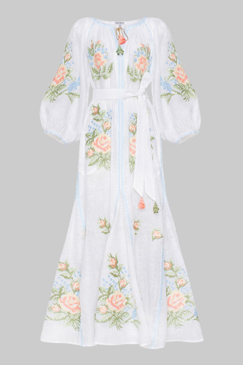 Hand-Embroidered Linen Dress – Evelyn