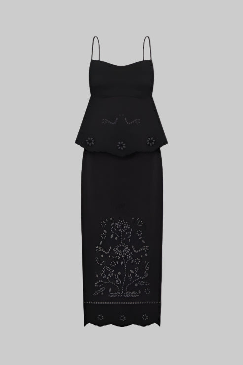 Tree Of Life Embroidered Black Top