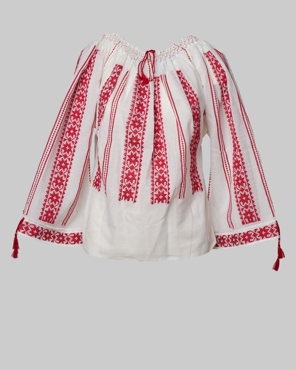 Woven Romanian Blouse in Red