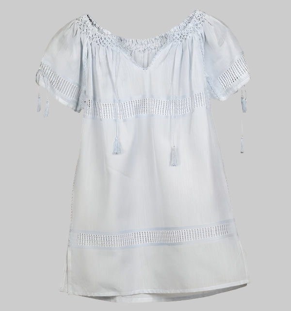 Artisan Woven Dress in Blue For Toddler Girl