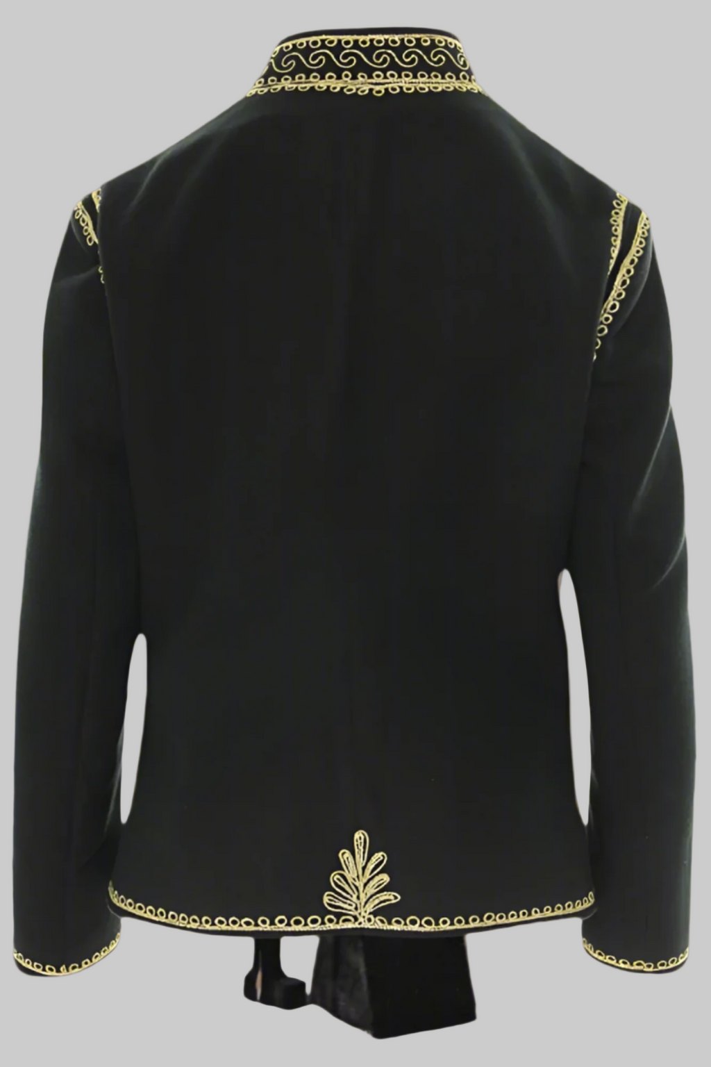 Black Wool Unisex Jacket with Gold Embroidery No8