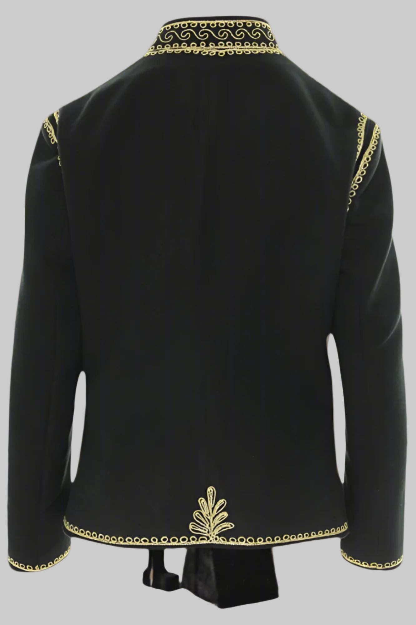 Black Wool Unisex Jacket with Gold Embroidery No8