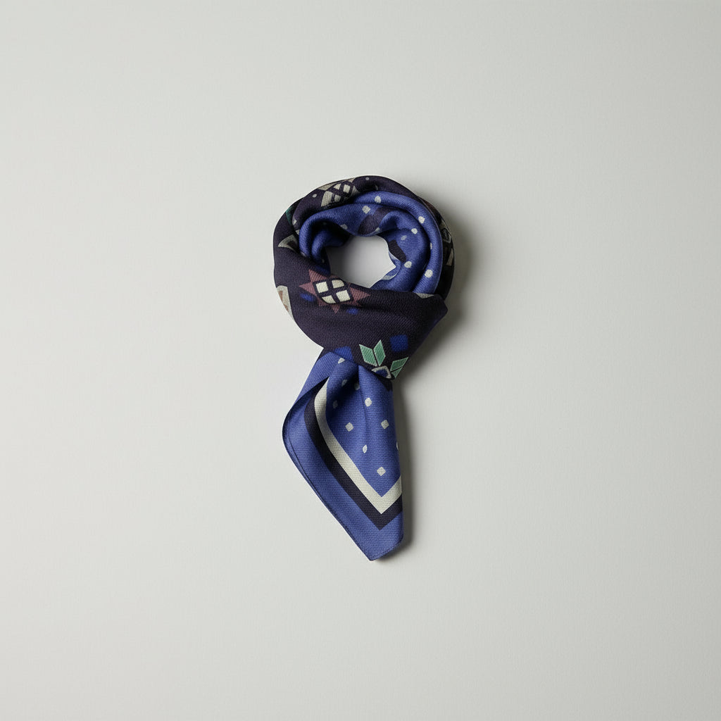 The story of the snowflakes wool and cashmere scarf in blue