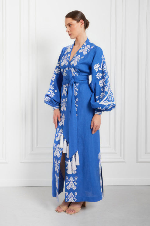Morning Fog Embroidered Kimono style dress