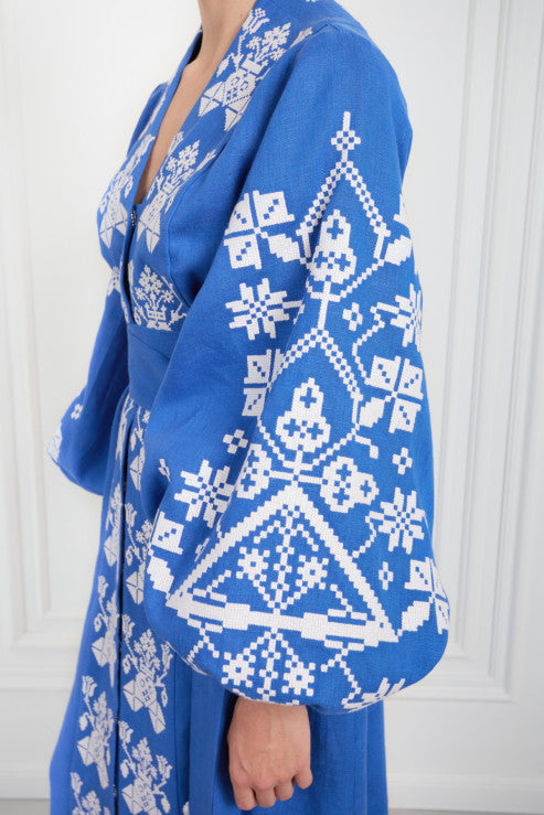 Morning Fog Embroidered Kimono style dress
