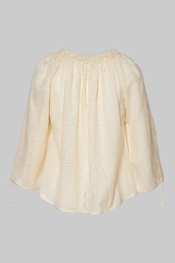 The Handwoven  Romanian Blouse in Ivory