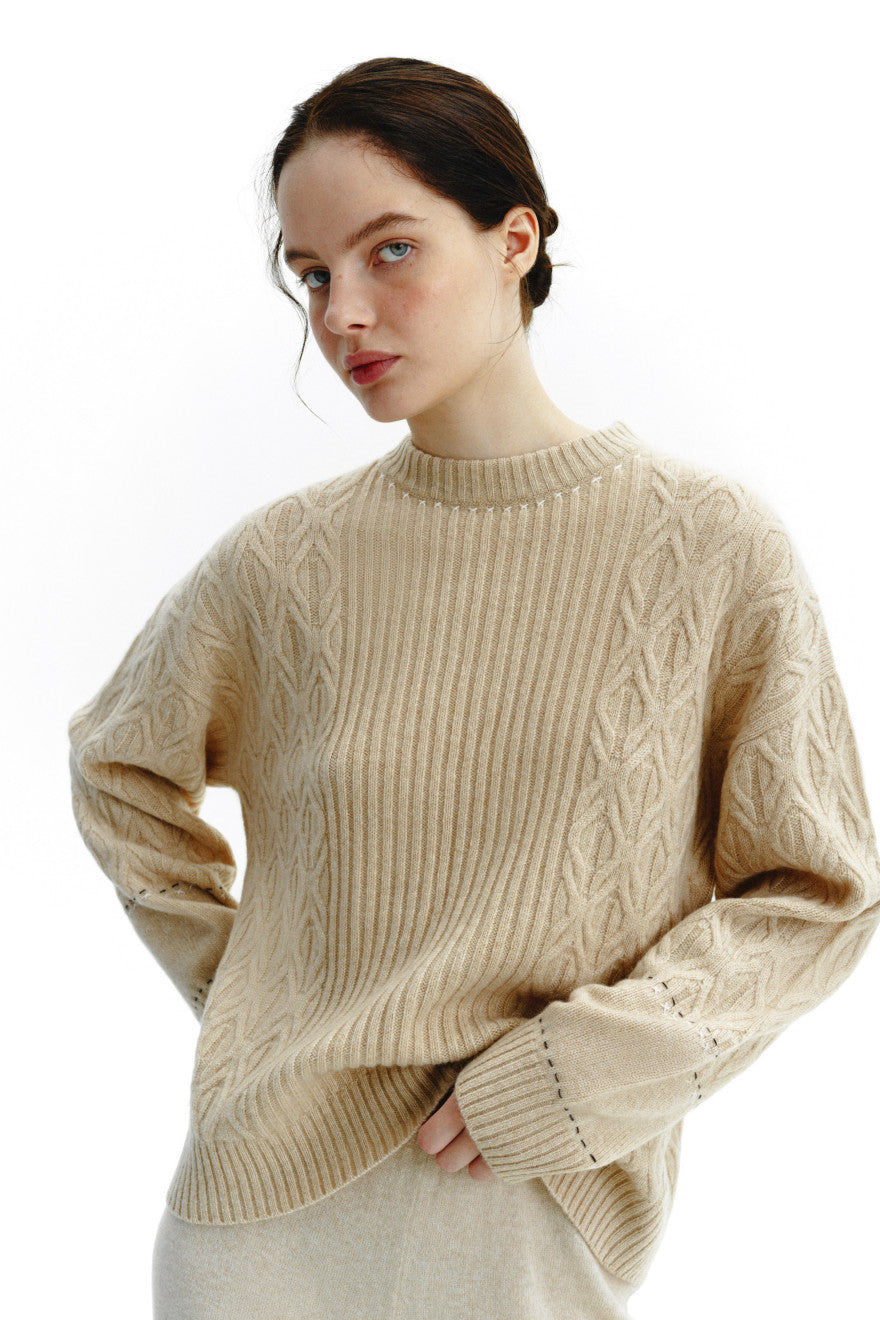 Mongolian Cashmere Jumper – Beige