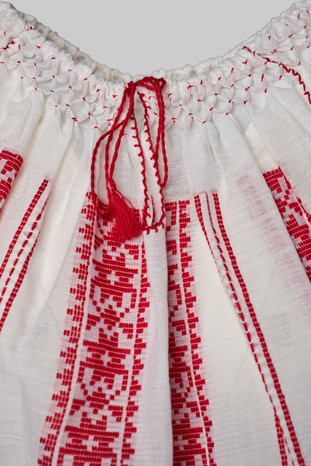 Woven Romanian Blouse in Red