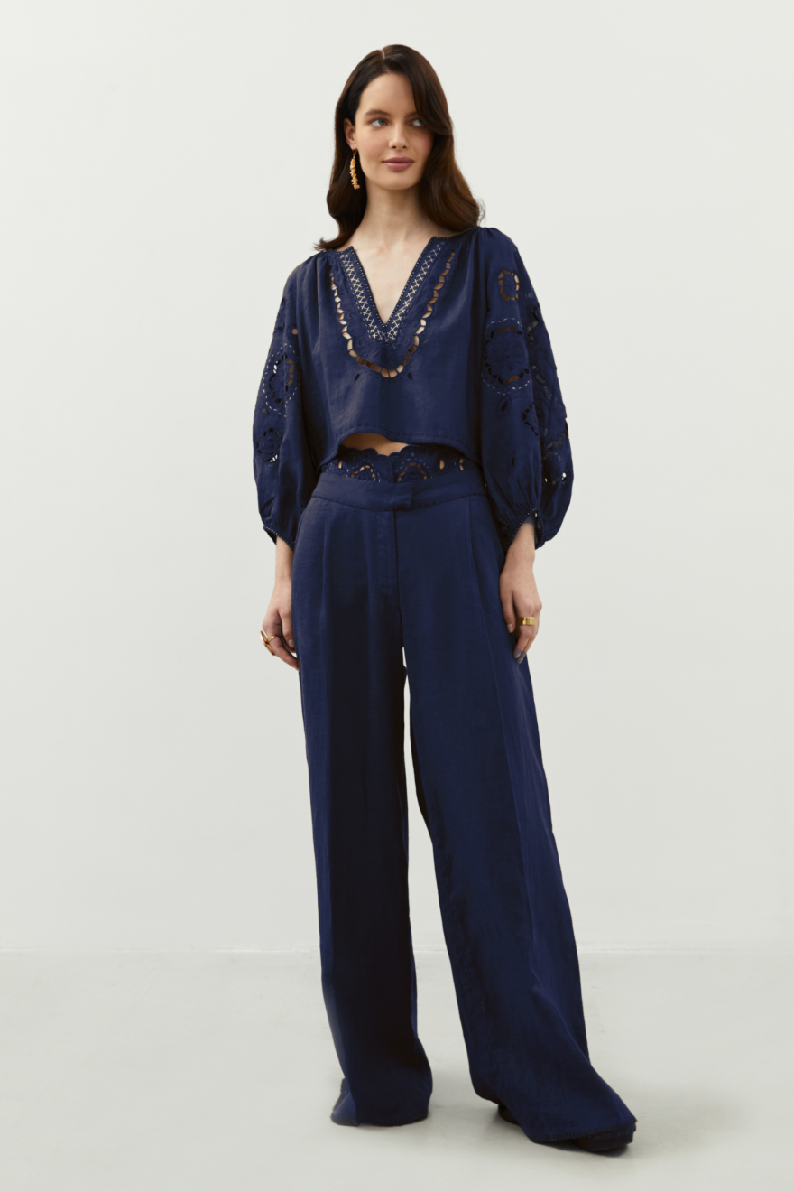 Merezhivo linen Pants Navy Blue