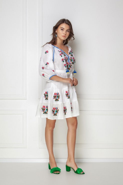 Rochie Cu Broderie Stilizata Omelia Chic Alba
