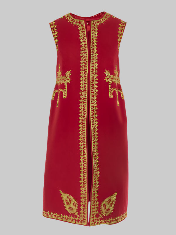 Handcrafted Artisan Wool & Cashmere Vest in Red no 5
