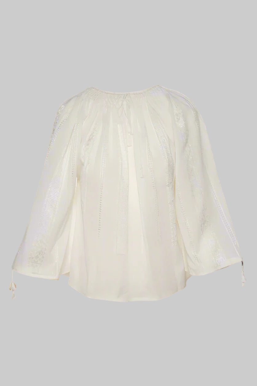 Woven Romanian Blouse in White