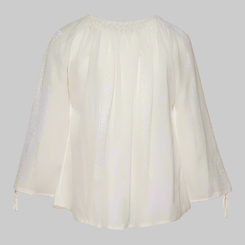 Woven Romanian Blouse in White