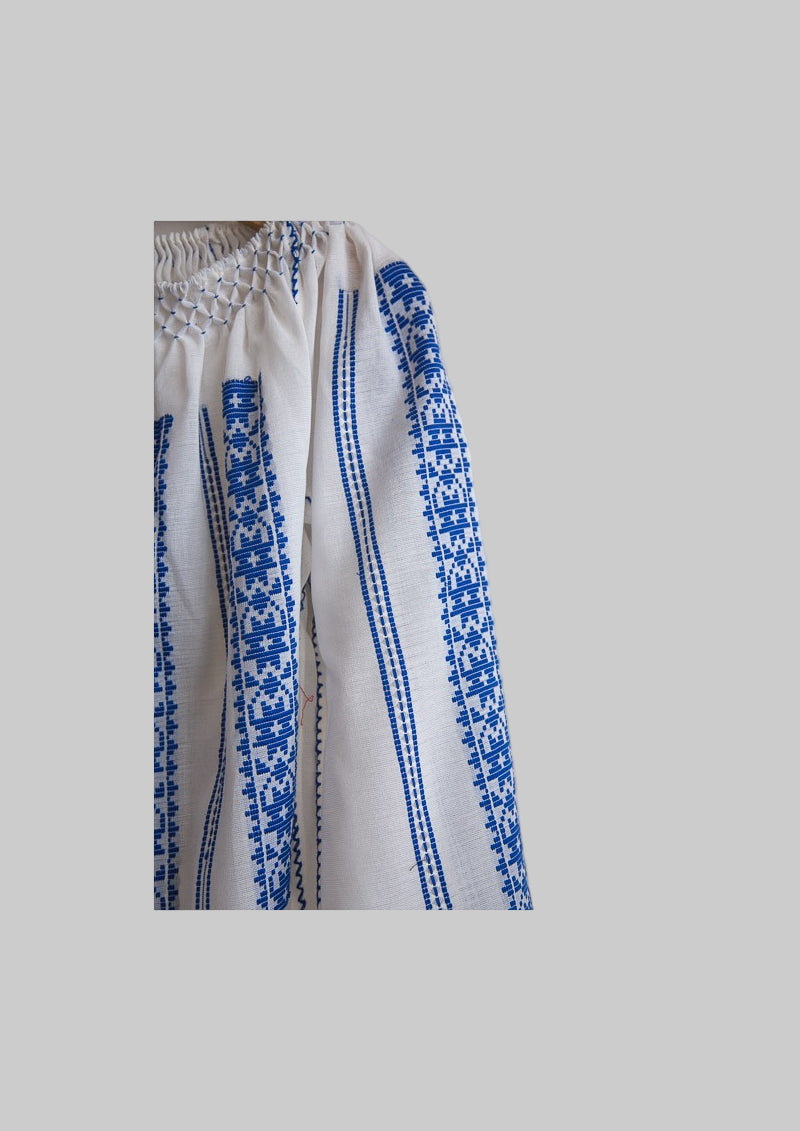 Woven Romanian Blouse in Blue
