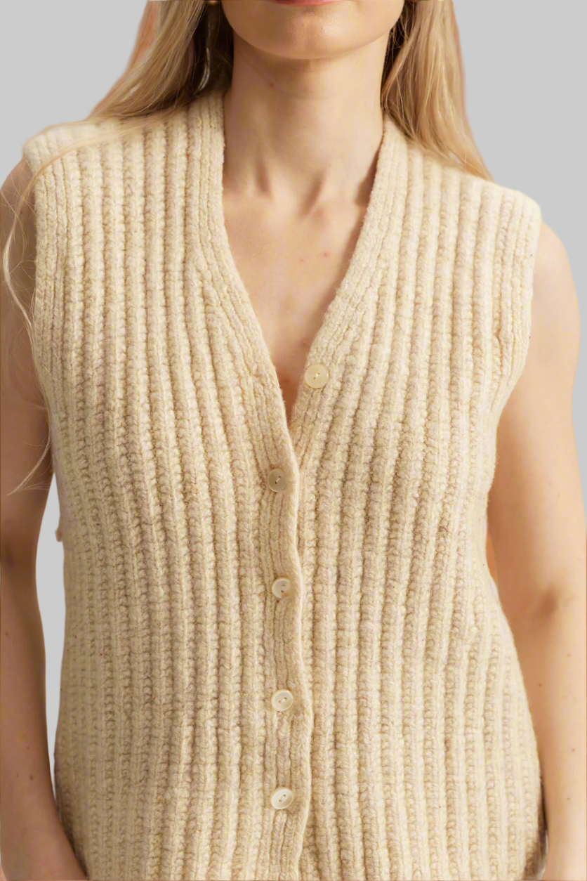 The hand-knitted wool vest