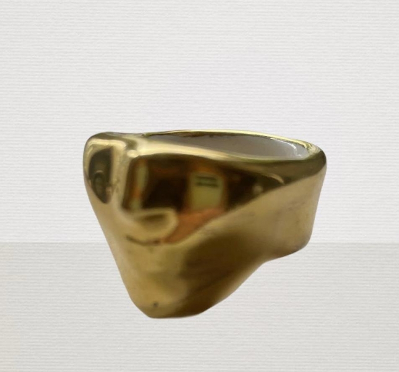 24k Plated Gold Ceramic Ring Blanche Bling Mask