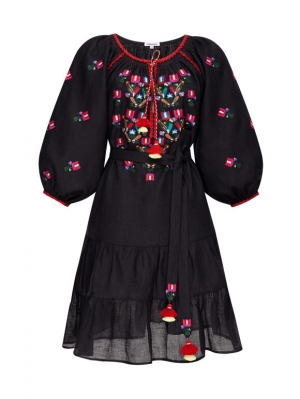 Bohemian black mini dress Omelia