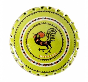 Farfurie Ceramica Horezu Verde Model Cocos cu Margine Zimtata 33-37 cm