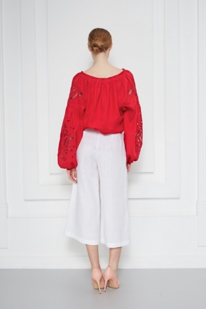 Foberini Total Red Embroidered Blouse