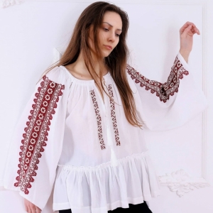 Folk embroidered blouse Waterfall pattern FLORII