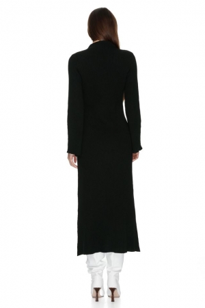 Knitted long sleeve turtleneck maxi black dress Dhalia