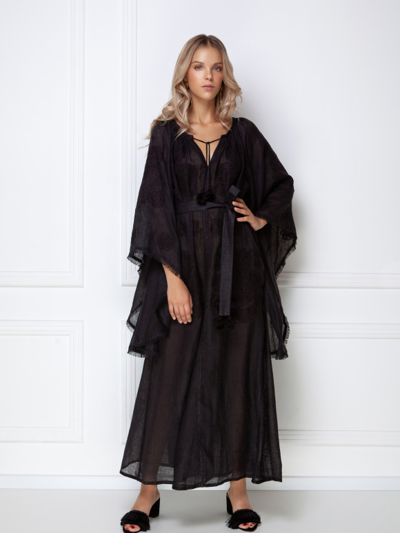 bohemian black maxi dress