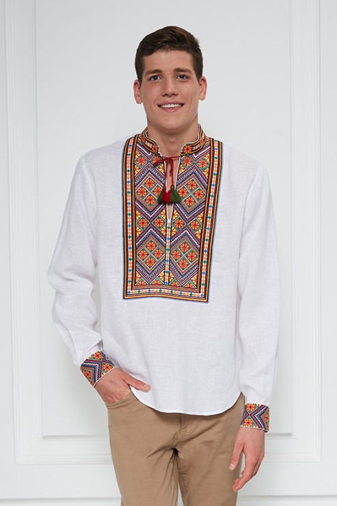 Charpatian White Men Folk Shirt