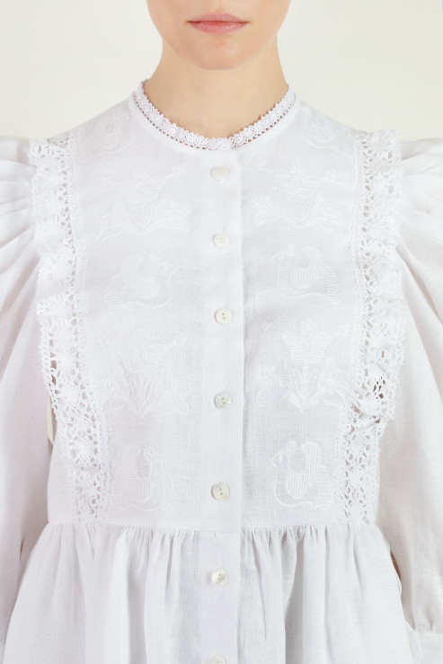 Family Tree White Embroidered Blouse