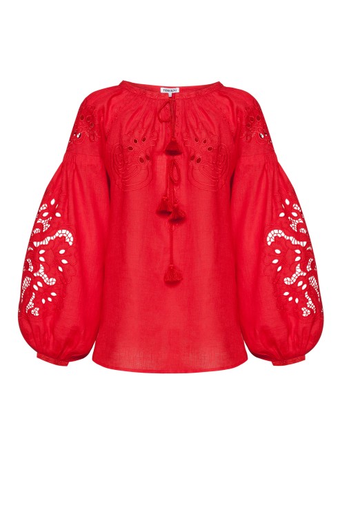 Foberini Total Red Embroidered Blouse