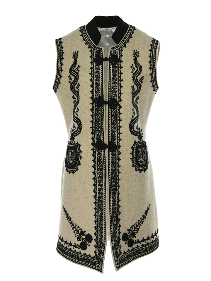 Genuine Traditional Handmade Sleeveless Long Vest Wool And Cashmere Crafted Romanian Vest Ecru