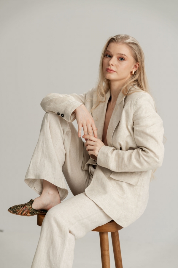 Linen Champagne Suit